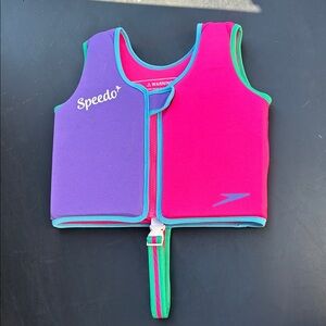 Speedo Kids Swim Vest - Pink and Purple with Green Trim